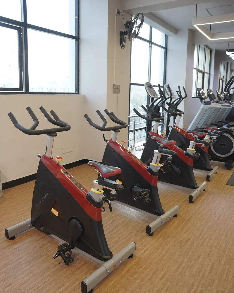 Lineup of Commercial Group Cycling and Spin Cardio Bikes